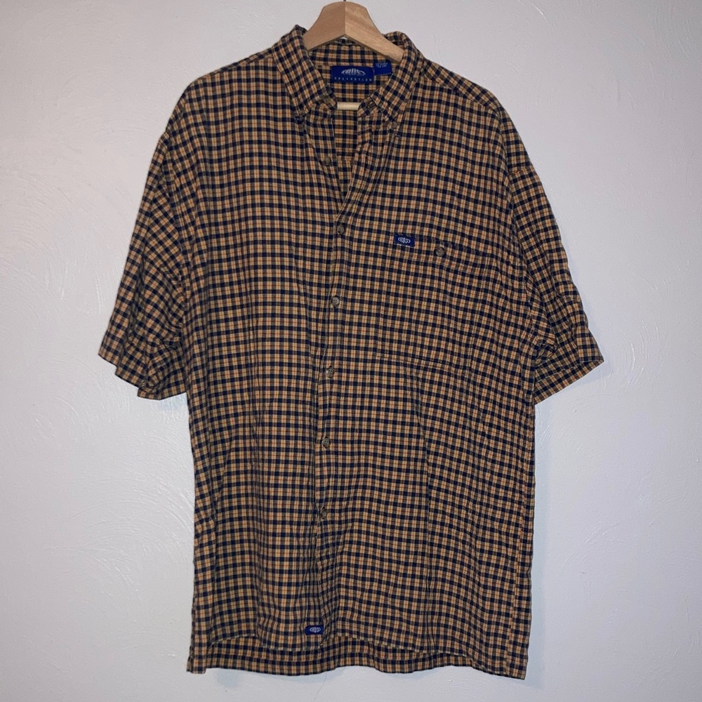 Men's Checkered Button-Down Shirt - Black and Yellow
